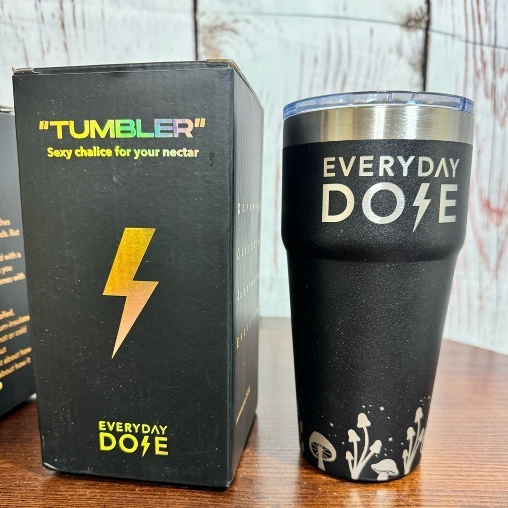 Everyday Dose 16 oz double walled stainless steel vacuum insulated Black tumbler